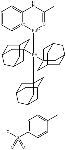 Palladium(1+), [2-[(acetyl-κO)amino]phenyl-κC][tris(tricyclo[3.3.1.13,7]dec-1-yl)phosphine]-, 4-methylbenzenesulfonate (1:1) Structure