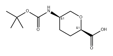 (2R, 5R)-5-tert-Butoxycarbonylamino-tetrahydro-pyran-2-carboxylic acid Structure