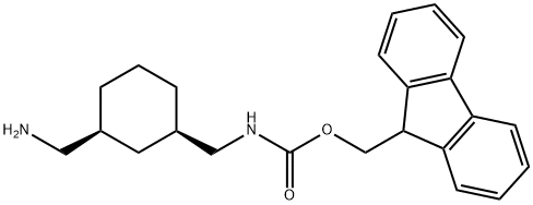 9H-Fluoren-9-ylmethyl N-[[(1R,3S)-3-(aminomethyl)cyclohexyl]methyl]carbamate 구조식 이미지