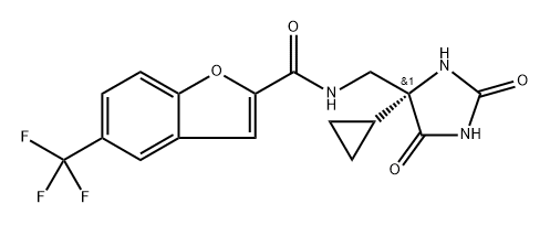 5-Trifluoromethyl-benzofuran-2-carboxylic acid (4R)-(4-cyclopropyl-2,5-dioxo-imidazolidin-4-ylmethyl)-amide Structure