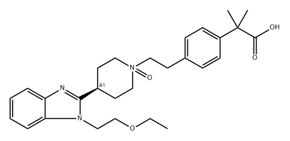 Benzeneacetic acid, 4-[2-[trans-4-[1-(2-ethoxyethyl)-1H-benzimidazol-2-yl]-1-oxido-1-piperidinyl]ethyl]-α,α-dimethyl- 구조식 이미지