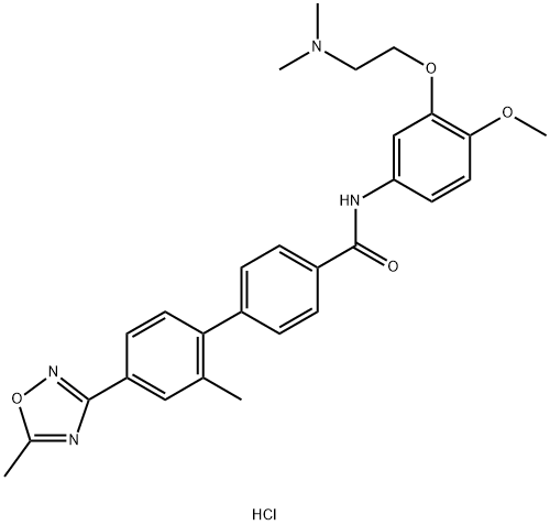 N-[3-[3-(Dimethylamino)ethoxy]-4-methoxyphenyl]-2'-methyl-4'-(5-methyl-1,2,4-oxadiazol-3-yl)-[1,1'-biphenyl]-4-carboxamide hydrochloride                       PFI-3 Structure