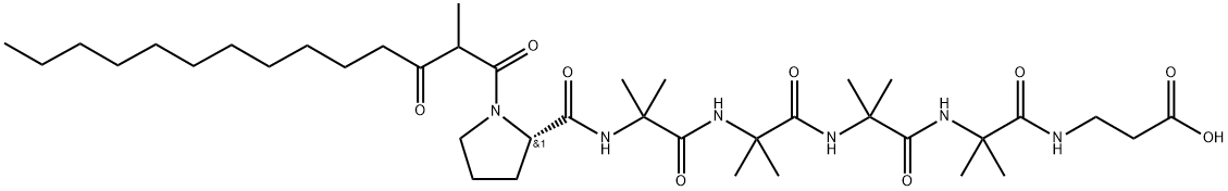 β-Alanine, 1-(2-methyl-1,3-dioxotetradecyl)-L-prolyl-2-methylalanyl-2-methylalanyl-2-methylalanyl-2-methylalanyl- Structure