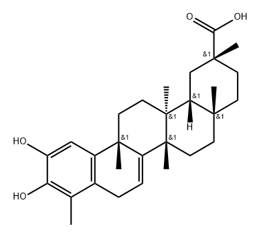 24,25,26-Trinoroleana-1,3,5(10),7-tetraen-29-oic acid, 2,3-dihydroxy-9,13-dimethyl-, (9β,13α,14β,20α)- 구조식 이미지
