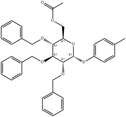 4-Methylphenyl 6-O-acetyl-2,3,4-tri-O-benzyl-1-thio-α-D-glucopyranoside Structure