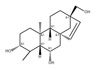 17-Nor-8β,13β-kaur-15-ene-3α,6α-diol, 13-(hydroxymethyl)-, (+)- (8CI) Structure