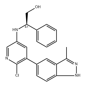 Benzeneethanol, β-[[6-chloro-5-(3-methyl-1H-indazol-5-yl)-3-pyridinyl]amino]-, (βR)- 구조식 이미지