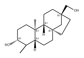 17-Norkaurane-13-methanol, 3-hydroxy-, (3α,4α,8β,13β)- (9CI) Structure