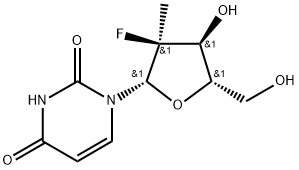 2,4(1H,3H)-Pyrimidinedione, 1-[(2S)-2-deoxy-2-fluoro-2-methyl-β-L-erythro-pentofuranosyl]- Structure