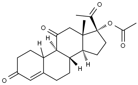 rac-(8S,9S,13R,14S,17S)-17-acetyl-13-methyl-3,11-dioxo-2,3,6,7,8,9,10,11,12,13,14,15,16,17-tetradecahydro-1H-cyclopenta[a]phenanthren-17-yl acetate 구조식 이미지