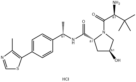 (2R,4S)-1-((S)-2-amino-3,3-dimethylbutanoyl)-4-hydroxy-N-((S)-1-(4-(4-methylthiazol-5-yl)phenyl)ethyl)pyrrolidine-2-carboxamide hydrochloride Structure