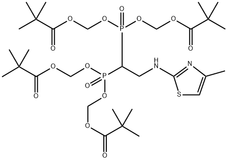 Propanoic acid, 2,2-dimethyl-, 1,1′,1′′,1′′′-[[2-[(4-methyl-2-thiazolyl)amino]ethylidene]bis[phosphinylidynebis(oxymethylene)]] ester Structure