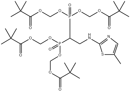 Propanoic acid, 2,2-dimethyl-, 1,1′,1′′,1′′′-[[2-[(5-methyl-2-thiazolyl)amino]ethylidene]bis[phosphinylidynebis(oxymethylene)]] ester Structure