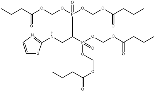 Butanoic acid, 1,1′,1′′,1′′′-[[2-(2-thiazolylamino)ethylidene]bis[phosphinylidynebis(oxymethylene)]] ester Structure