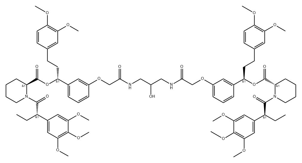 2-Piperidinecarboxylic acid, 1-[1-oxo-2-(3,4,5-trimethoxyphenyl)butyl]-, (2-hydroxy-1,3-propanediyl)bis[imino(2-oxo-2,1-ethanediyl)oxy-3,1-phenylene[3-(3,4-dimethoxyphenyl)propylidene]] ester, [2S-[1(R*),2R*[S*[S*[1(R*),2R*]]]]]- (9CI) Structure