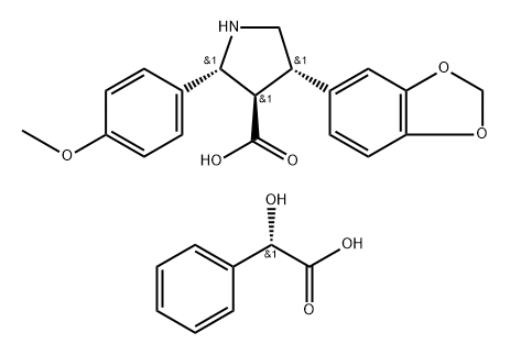 3-Pyrrolidinecarboxylic acid, 4-(1,3-benzodioxol-5-yl)-2-(4-methoxyphenyl)-, (2R,3R,4S)-, (αS)-α-hydroxybenzeneacetate (9CI) Structure