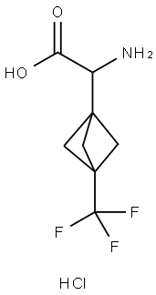 Bicyclo[1.1.1]pentane-1-acetic acid, α-amino-3-(trifluoromethyl)-, hydrochloride (1:1) Structure