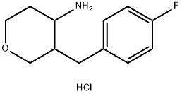 3-(4-Fluorobenzyl)tetrahydro-2H-pyran-4-amine hydrochloride 구조식 이미지