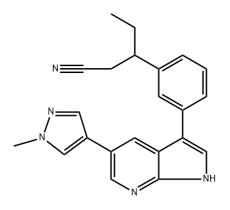 Benzenepropanenitrile, β-ethyl-3-[5-(1-methyl-1H-pyrazol-4-yl)-1H-pyrrolo[2,3-b]pyridin-3-yl]- Structure