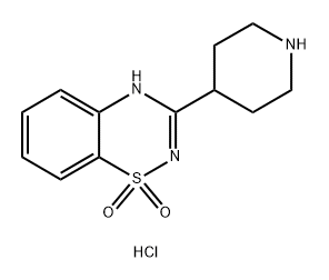 2H-1,2,4-Benzothiadiazine, 3-(4-piperidinyl)-, 1,1-dioxide, hydrochloride (1:1) Structure