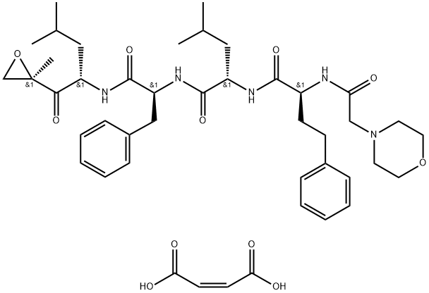 (S)-4-Methyl-N-((S)-1-(((S)-4-methyl-1-((R)-2-methyloxiran-2-yl)-1-oxopentan-2-yl)amino)-1-oxo-3-phenylpropan-2-yl)-2-((S)-2-(2-morpholinoacetamido)-4-phenylbutanamido)pentanamide 구조식 이미지