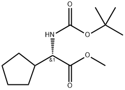 Cyclopentaneacetic acid, α-[[(1,1-dimethylethoxy)carbonyl]amino]-, methyl ester, (αS)- Structure