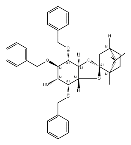 D-myo-Inositol, 2,4,5-tris-O-(phenylmethyl)-1,6-O-(1R,2R,4R)-1,7,7-trimethylbicyclo2.2.1hept-2-ylidene- Structure