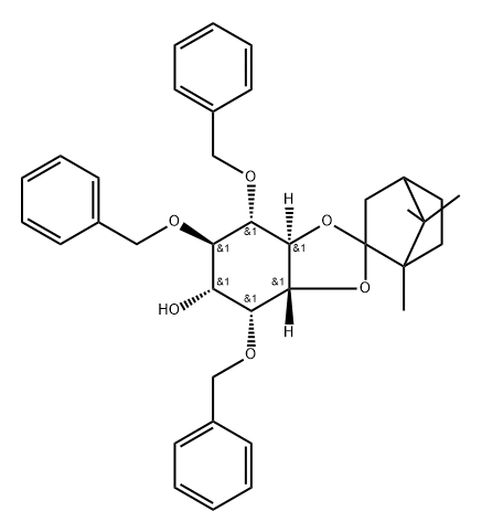 myo-Inositol, 2,4,5-tris-O-(phenylmethyl)-1,6-O-(1,7,7-trimethylbicyclo2.2.1hept-2-ylidene)- Structure