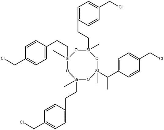 2-[1-[4-(chloromethyl)phenyl]ethyl]-4,6,8-tris[2-[4-(chloromethyl)phenyl]ethyl]-2,4,6,8-tetramethyl cyclotetrasiloxane Structure