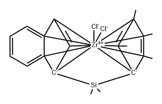 Zirconium, dichloro[[(1,2,3,3a,7a-η)-1H-inden-1-ylidene](dimethylsilylene)[(1,2,3,4,5-η)-2,3,4,5-tetramethyl-2,4-cyclopentadien-1-ylidene]]- Structure