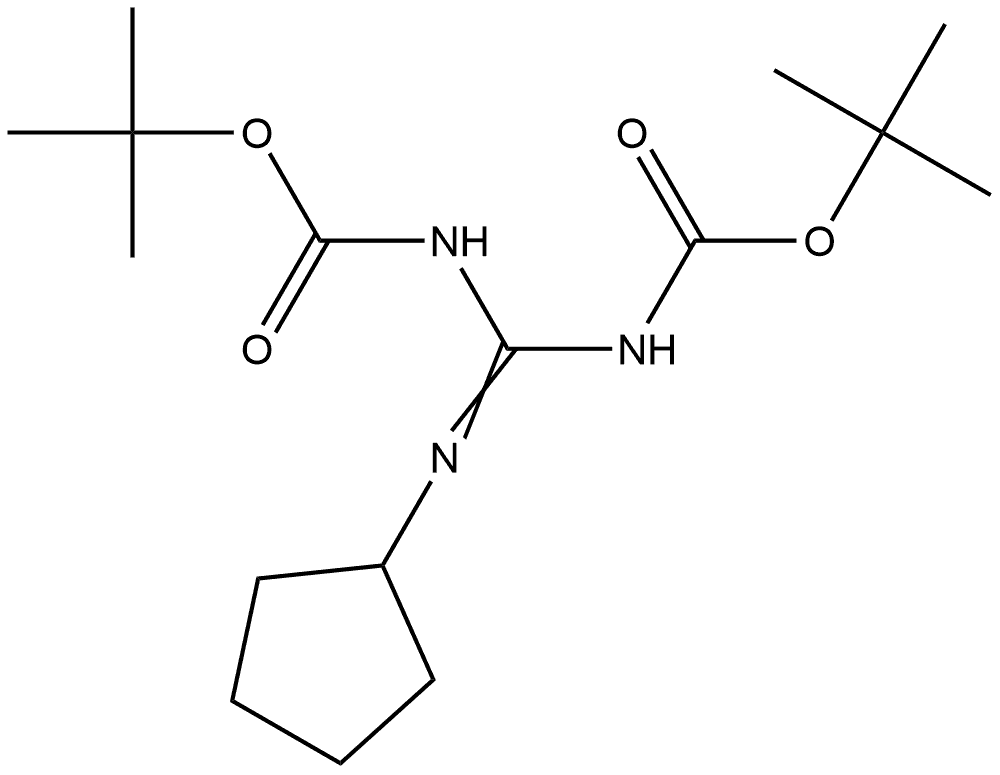 tert-Butyl N-[(1Z)-{[(tert-butoxy)carbonyl]amino}(cyclopentylamino)methylidene]carbamate Structure