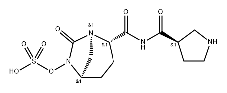 (1R,2S,5R)-7-oxo-2-(((R)-pyrrolidine-3-carbonyl)carbamoyl)-1,6-diazabicyclo[3.2.1]octan-6-yl hydrogen sulfate 구조식 이미지