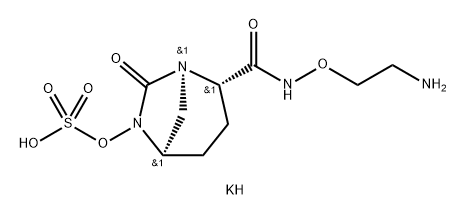 Sulfuric acid, mono[(1R,2S,5R)-2-[[(2-aminoe thoxy)amino]carbonyl]-7-oxo-1,6-diazabicyclo [3.2.1]oct-6-yl] ester, potassium salt (1:1) Structure