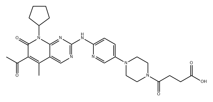 1-Piperazinebutanoic acid, 4-[6-[(6-acetyl-8-cyclopentyl-7,8-dihydro-5-methyl-7-oxopyrido[2,3-d]pyrimidin-2-yl)amino]-3-pyridinyl]-γ-oxo- Structure