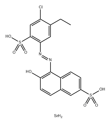 2-Naphthalenesulfonic acid, 5-[2-(4-chloro-5-ethyl-2-sulfophenyl)diazenyl]-6-hydroxy-, strontium salt (1:1) Structure