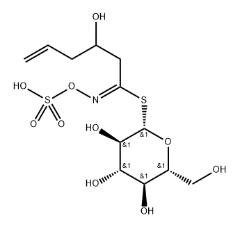 (2R,3R,4S,5R,6S)-3,4,5-trihydroxy-2-(hydroxymethyl)-6-[C-[(2S)-2-hydro xypent-4-enyl]-N-sulfonatooxy-carbonimidoyl]sulfanyl-oxane 구조식 이미지