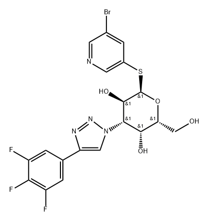 α-D-Galactopyranoside, 5-bromo-3-pyridinyl 3-deoxy-1-thio-3-[4-(3,4,5-trifluorophenyl)-1H-1,2,3-triazol-1-yl]- Structure