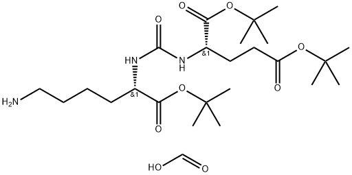 L-Glutamic acid, N-[[[(1S)-5-amino-1-[(1,1-dimethylethoxy)carbonyl]pentyl]amino]carbonyl]-, 1,5-bis(1,1-dimethylethyl) ester, formate (1:1) Structure