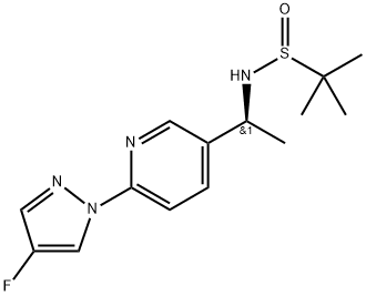 2-Propanesulfinamide, N-[(1S)-1-[6-(4-fluoro-1H-pyrazol-1-yl)-3-pyridinyl]ethyl]-2-methyl-, [S(R)]- 구조식 이미지