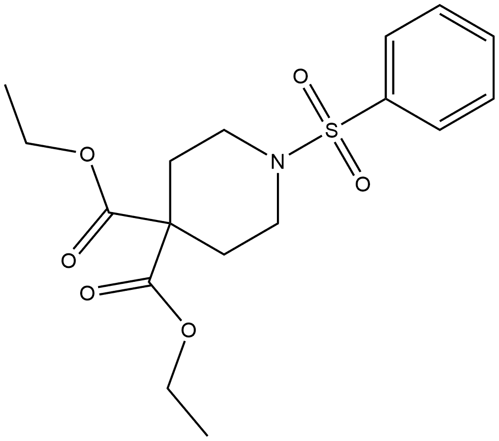 4,4-Piperidinedicarboxylic acid, 1-(phenylsulfonyl)-, 4,4-diethyl ester Structure