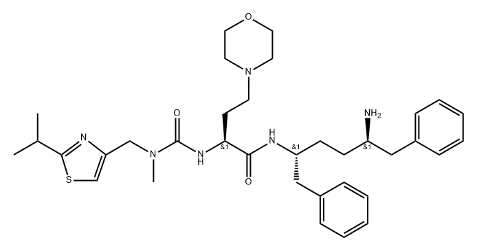 4-Morpholinebutanamide, N-[(1R,4R)-4-amino-5-phenyl-1-(phenylmethyl)pentyl]-α-[[[methyl[[2-(1-methylethyl)-4-thiazolyl]methyl]amino]carbonyl]amino]-, (αS)- Structure