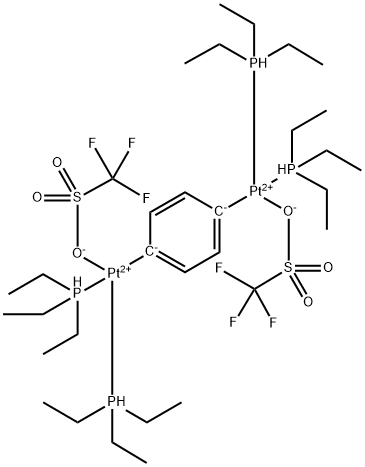 Phenylenetetrakis(triethylphosphine)bis(trifluoromethanesulfonate)diplatinum Structure