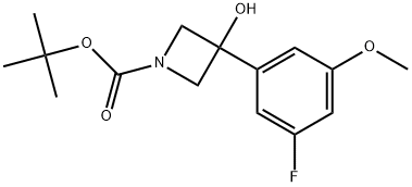 1,1-Dimethylethyl 3-(3-fluoro-5-methoxyphenyl)-3-hydroxy-1-azetidinecarboxylate Structure