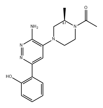 Ethanone, 1-[(2R)-4-[3-amino-6-(2-hydroxyphenyl)-4-pyridazinyl]-2-methyl-1-piperazinyl]- Structure