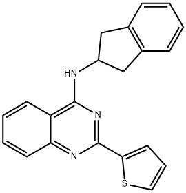 N-(2,3-dihydro-1H-inden-2-yl)-2-(thiophen-2-yl)quinazolin-4-amine Structure