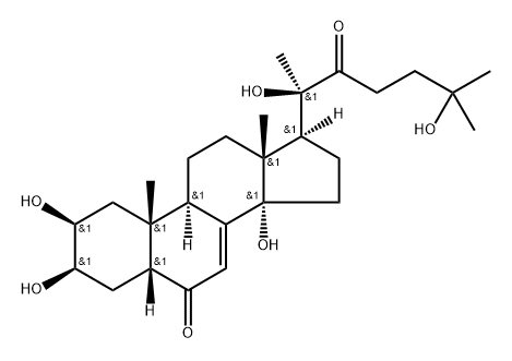 Cholest-7-ene-6,22-dione, 2,3,14,20,25-pentahydroxy-, (2β,3β,5β)- Structure