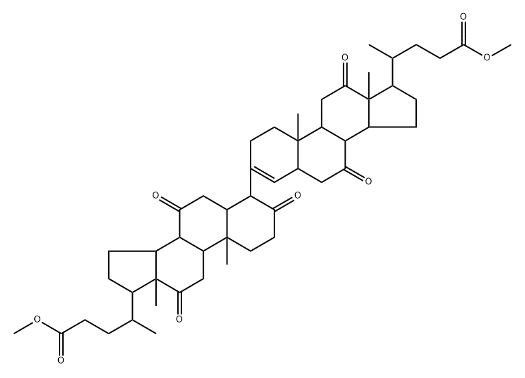 4-(23-Methoxycarbonyl-7,12-dioxo-24-nor-5β-chol-3-en-3-yl)-3,7,12-trioxo-5β-cholan-24-oic acid methyl ester 구조식 이미지