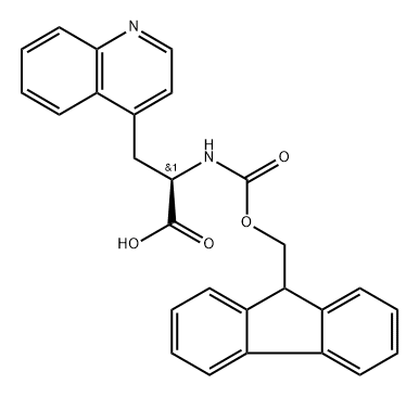 4-Quinolinepropanoic acid, α-[[(9H-fluoren-9-ylmethoxy)carbonyl]amino]-, (αR)- Structure