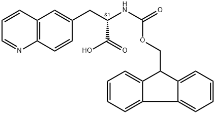 6-Quinolinepropanoic acid, α-[[(9H-fluoren-9-ylmethoxy)carbonyl]amino]-, (αS)- Structure