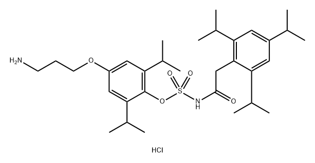 Sulfamic acid, N-[2-[2,4,6-tris(1-methylethyl)phenyl]acetyl]-, 4-(3-aminopropoxy)-2,6-bis(1-methylethyl)phenyl ester, hydrochloride (1:1) 구조식 이미지
